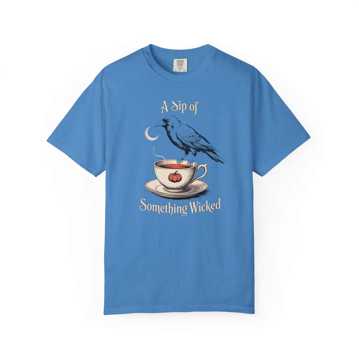 A Sip Of Something Wicked Crow Shirt, Vintage Halloween Tea Tee, Gothic Crow Pumpkin T-Shirt, Witchy Autumn Gift