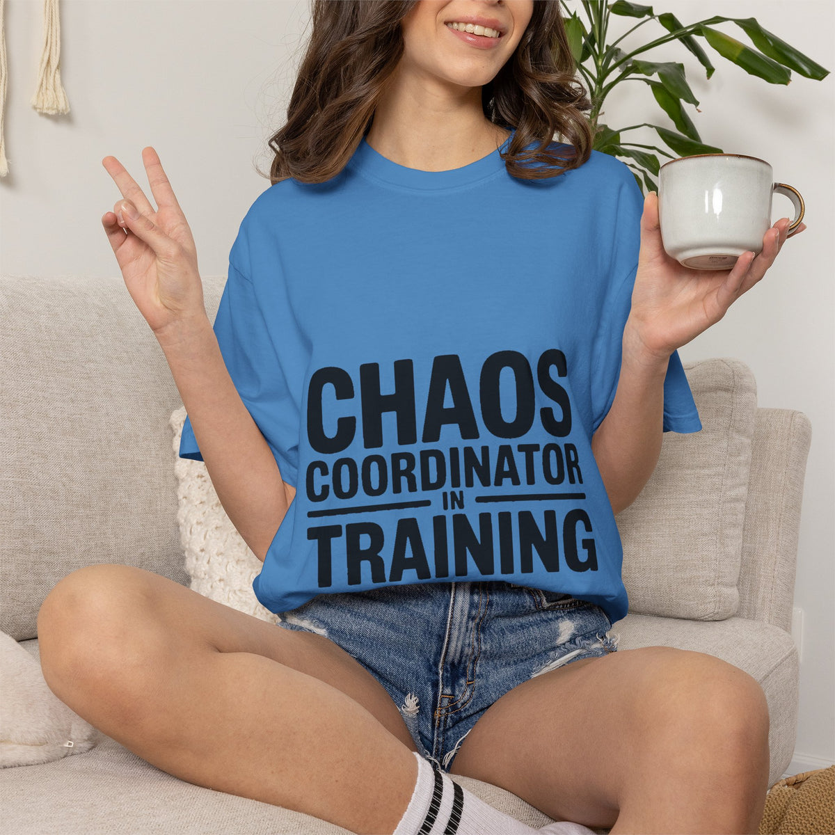 Chaos Coordinator In Training Shirt, Funny Bold Typography Tee, Sarcastic Mom Life T-Shirt, Gift for New Parents or Teachers