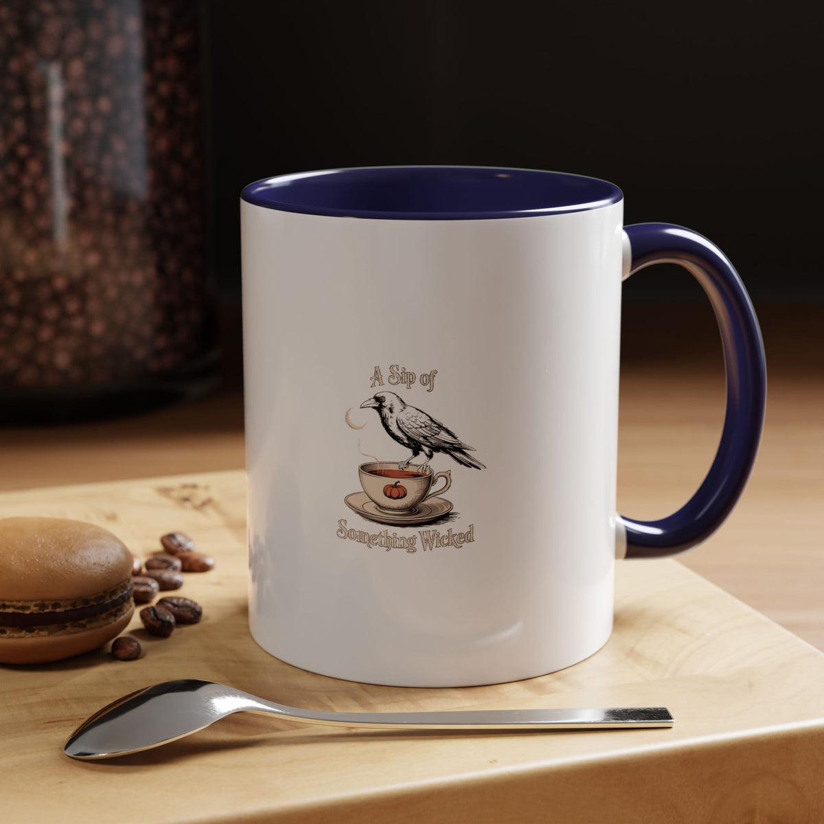 A Sip Of Something Wicked Crow Mug, Halloween Coffee Mug, Gothic Crow Teacup Art, Vintage Victorian Halloween Gift, Spooky Season Mug