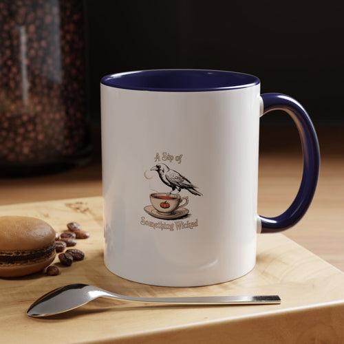 A Sip Of Something Wicked Crow Mug, Halloween Coffee Mug, Gothic Crow Teacup Art, Vintage Victorian Halloween Gift, Spooky Season Mug