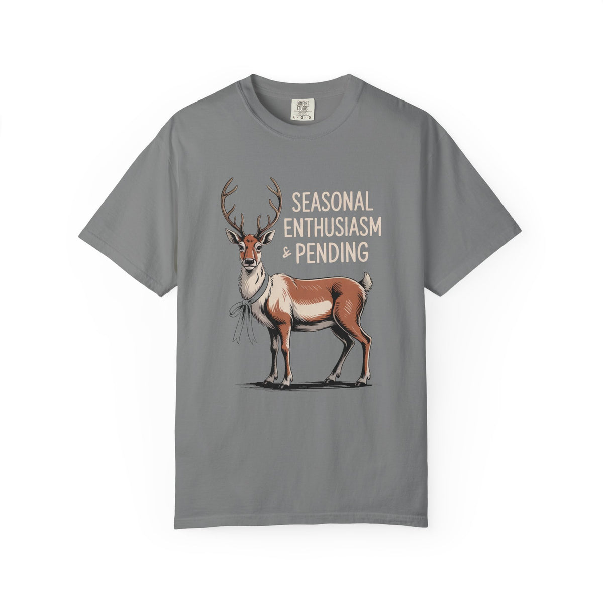 Funny Christmas Shirt for Adults, Seasonal Enthusiasm Pending Reindeer Tee, Deadpan Reindeer Christmas Gift, Sarcastic Holiday T-Shirt