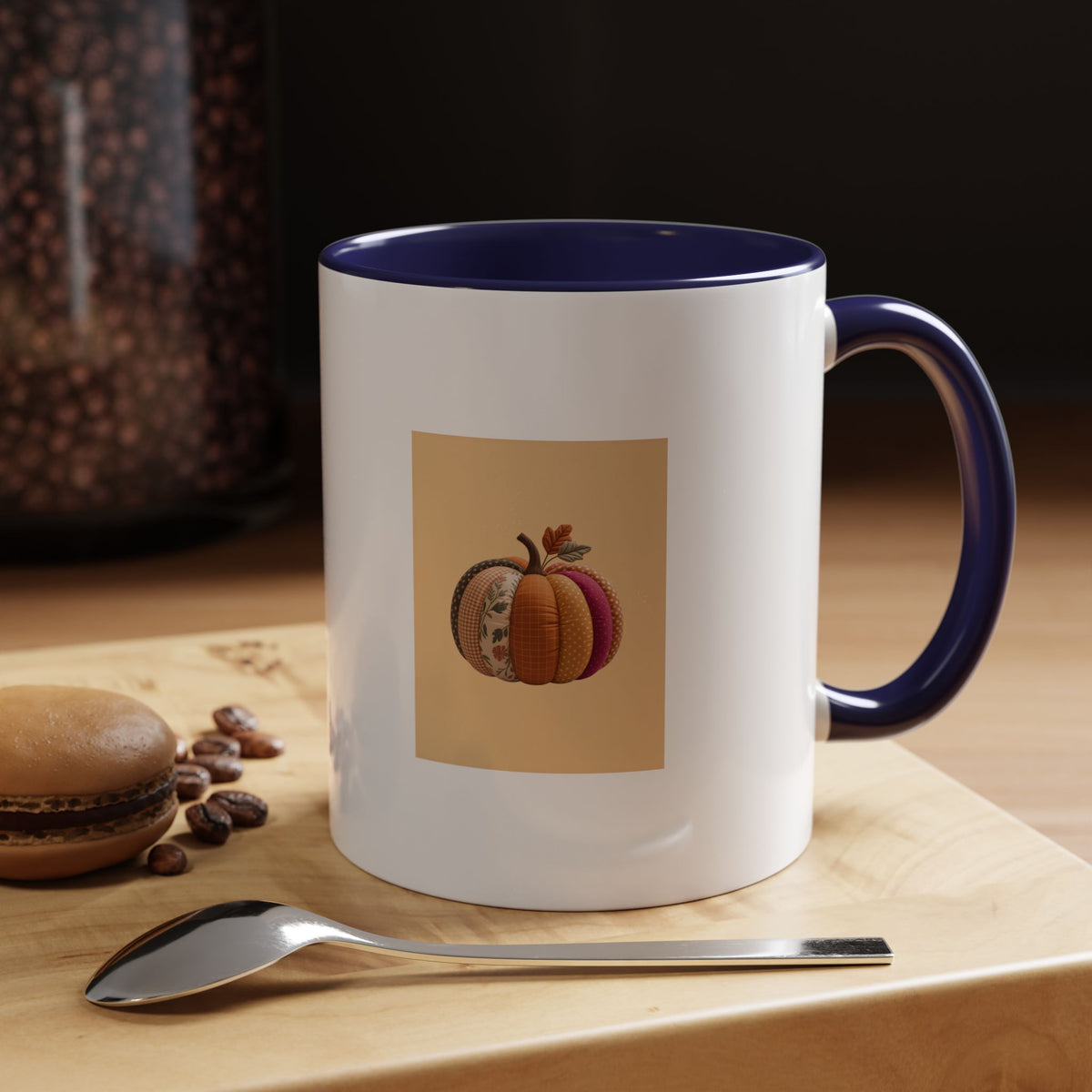 Patchwork Pumpkin Mug, Fall Halloween Coffee Cup, Quilted Pumpkin Ceramic Mug, Cottagecore Autumn Gift, Cozy Halloween Season Mug