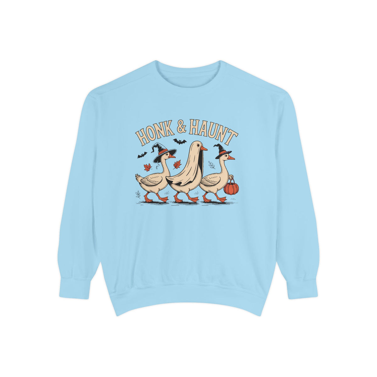 Honk & Haunt Geese Sweatshirt, Funny Halloween Goose Crewneck, Vintage Spooky Season Sweatshirt, Bird Lover Halloween Gift