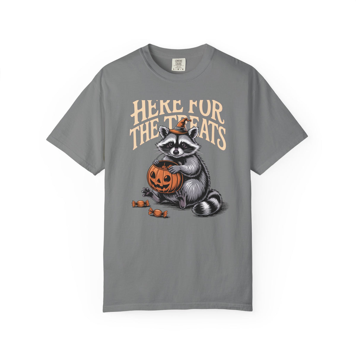 Here For The Treats Raccoon Shirt, Funny Halloween T-Shirt, Vintage Trick Or Treat Tee, Spooky Season Raccoon Gift