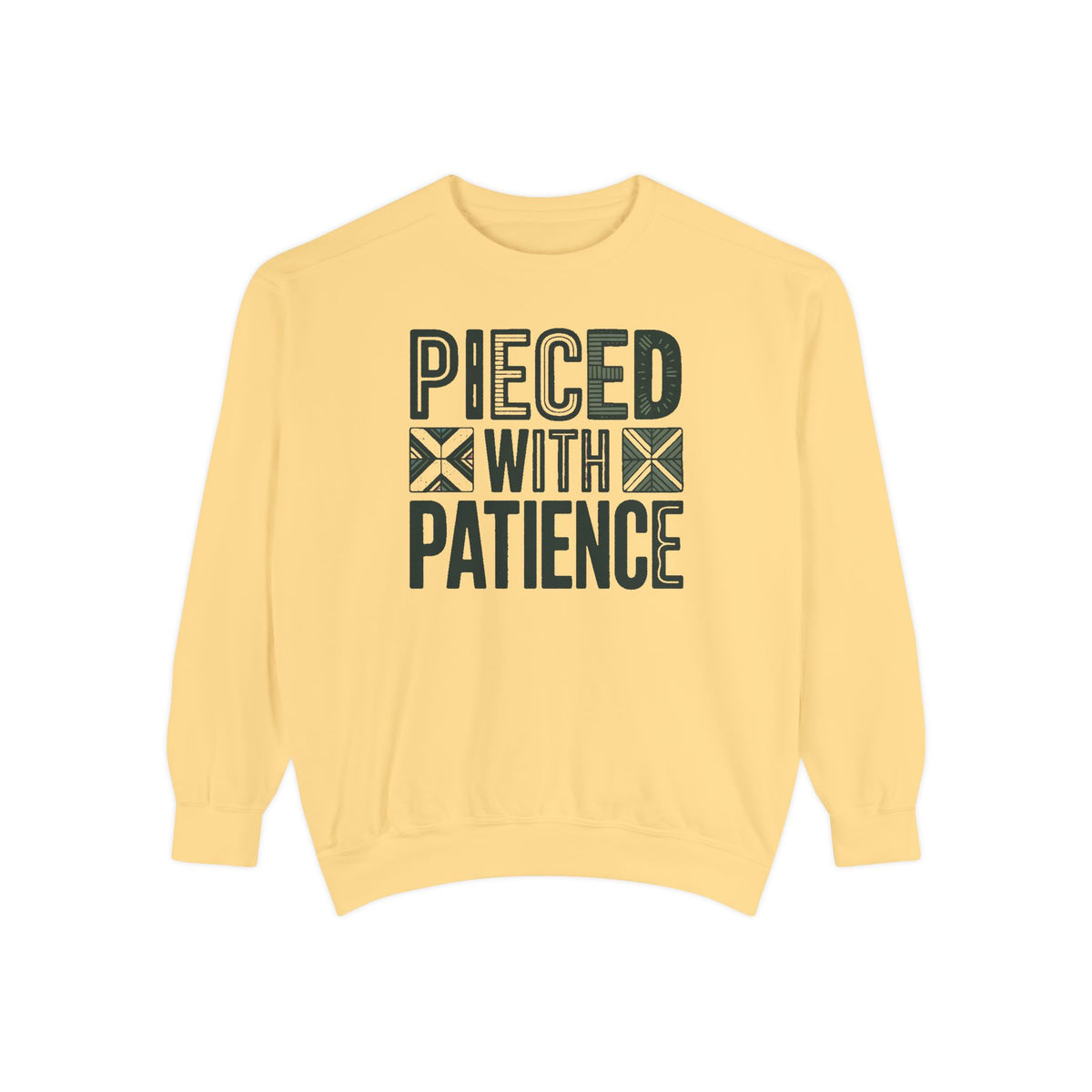 Quilting Sweatshirt, Pieced With Patience Crewneck, Gift For Quilter, Quilting Hobby Sweatshirt, Patchwork Lover Gift, Quilt Block Crewneck