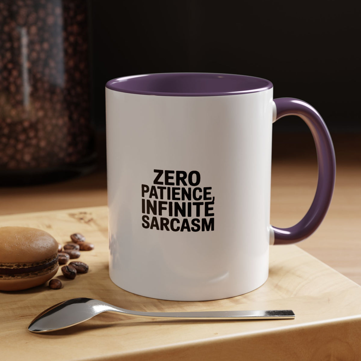 Zero Patience Infinite Sarcasm Mug, Funny Sarcastic Coffee Mug, Bold Typography Gift, Sarcasm Quote Cup for Coworker or Friend