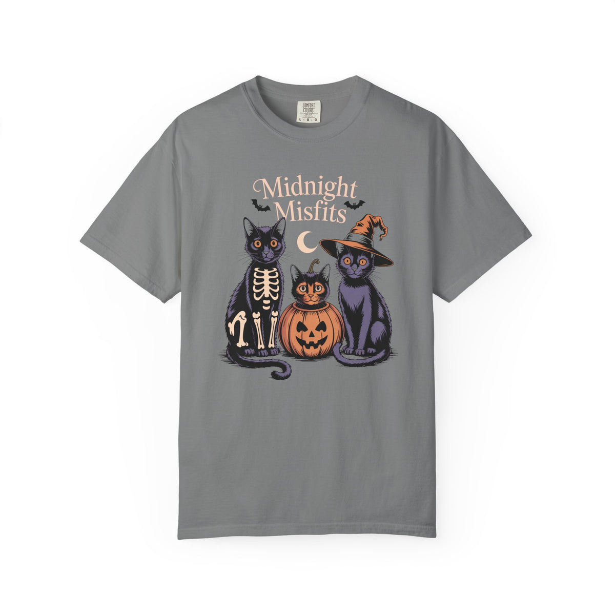 The Midnight Misfits Cats Shirt, Funny Black Cat Halloween T-Shirt, Vintage Cat Costume Tee, Spooky Season Gift