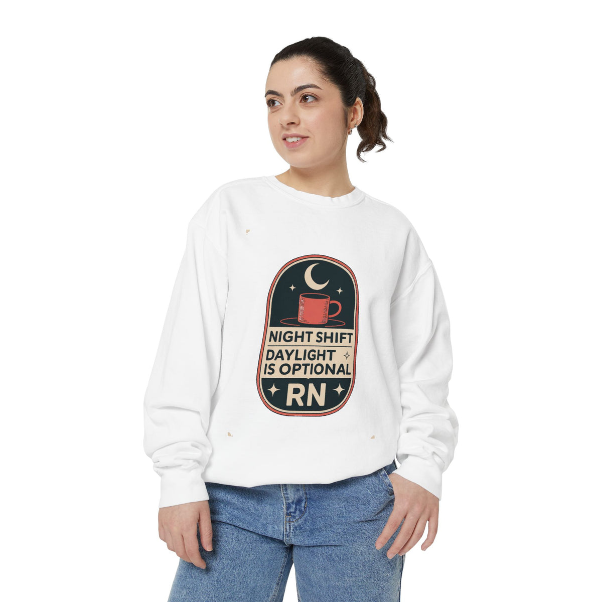 Night Shift Nurse Sweatshirt, RN Gift, Daylight Is Optional Crewneck, Funny Nurse Sweatshirt, Night Shift Nurse Gift, Role Based Nurse Humo…