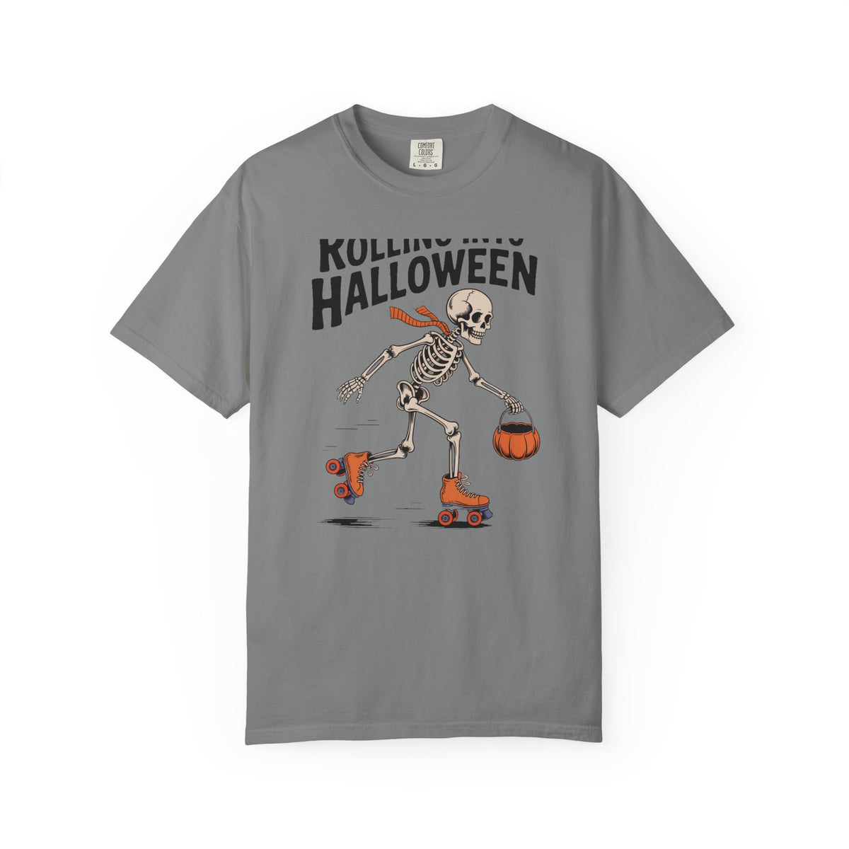 Rolling Into Halloween Skeleton Shirt, Retro Roller Skate Skeleton Tee, Funny Halloween T-Shirt, Vintage Spooky Season Gift