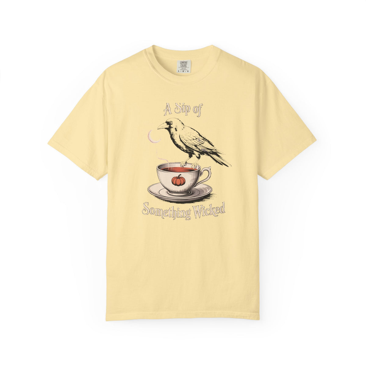 A Sip Of Something Wicked Crow Shirt, Vintage Halloween Tea Tee, Gothic Crow Pumpkin T-Shirt, Witchy Autumn Gift