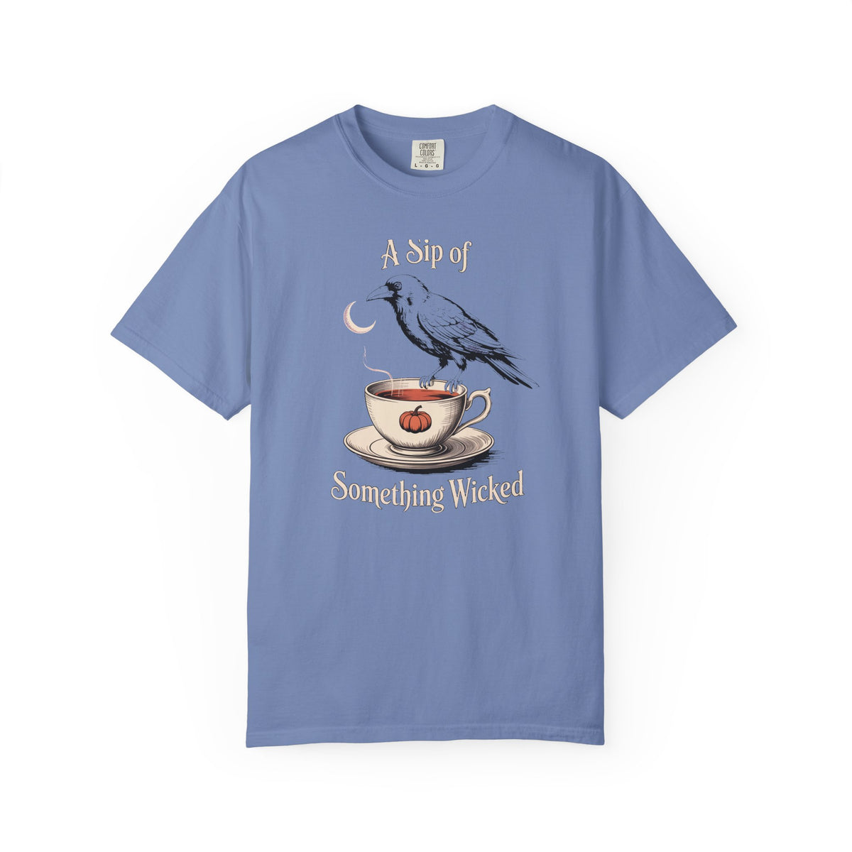 A Sip Of Something Wicked Crow Shirt, Vintage Halloween Tea Tee, Gothic Crow Pumpkin T-Shirt, Witchy Autumn Gift