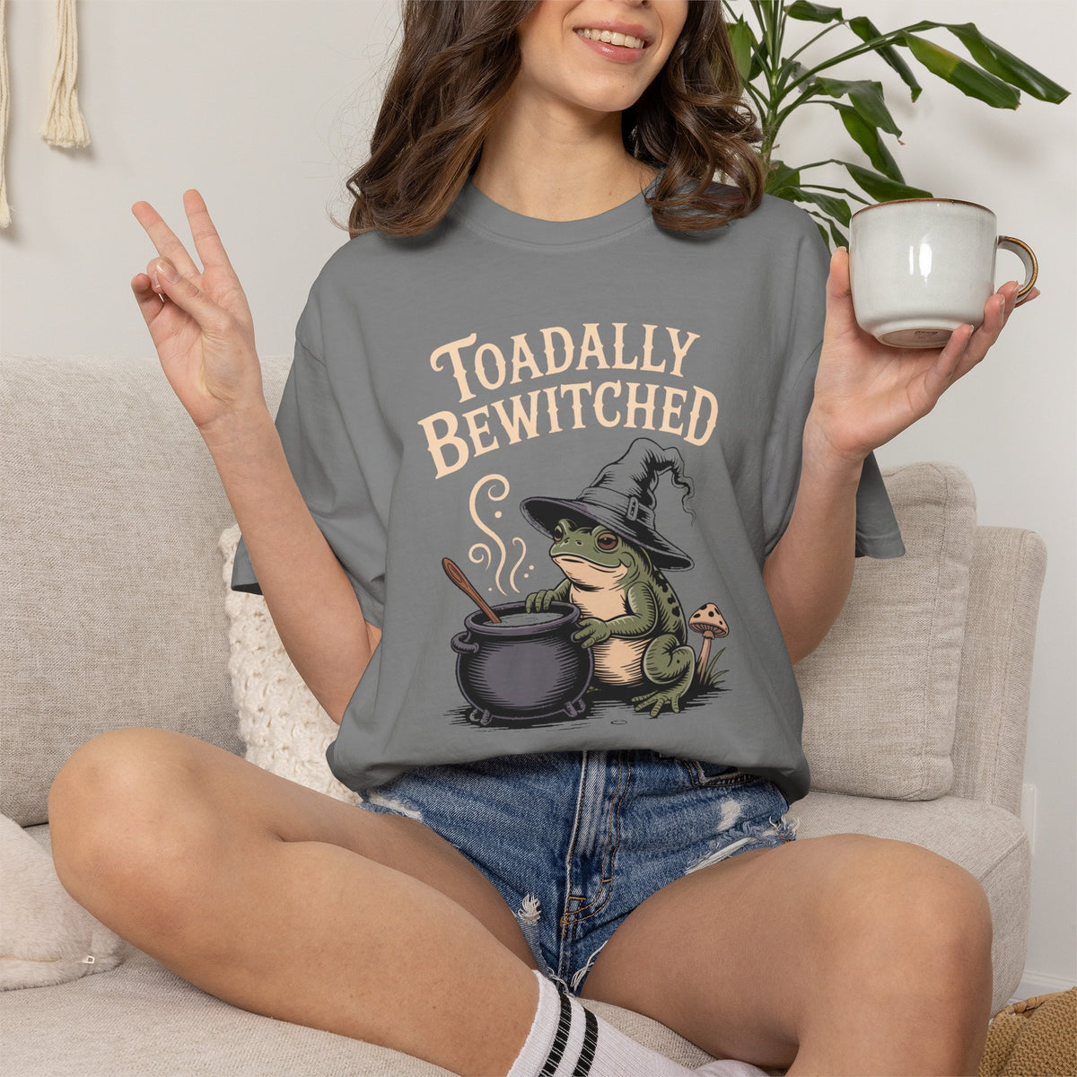 Toadally Bewitched Halloween Shirt, Cute Witch Toad T-Shirt, Vintage Storybook Frog Tee, Spooky Season Cottagecore Gift