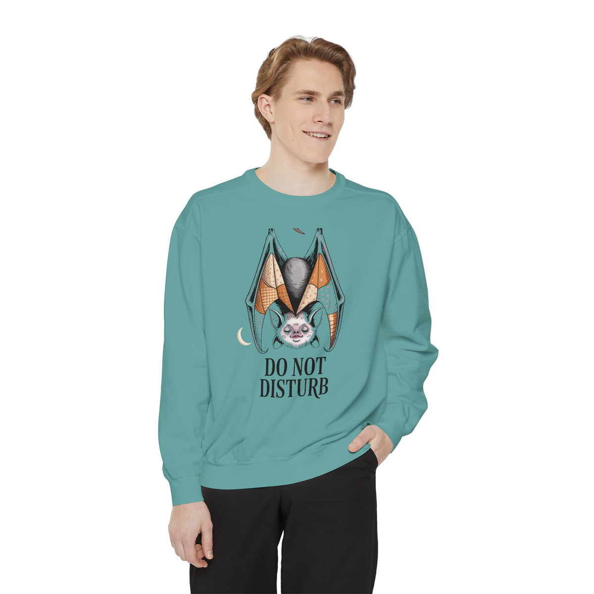 Do Not Disturb Bat Sweatshirt, Halloween Crewneck, Cute Sleepy Bat Embroidered Sweatshirt, Spooky Season Gift