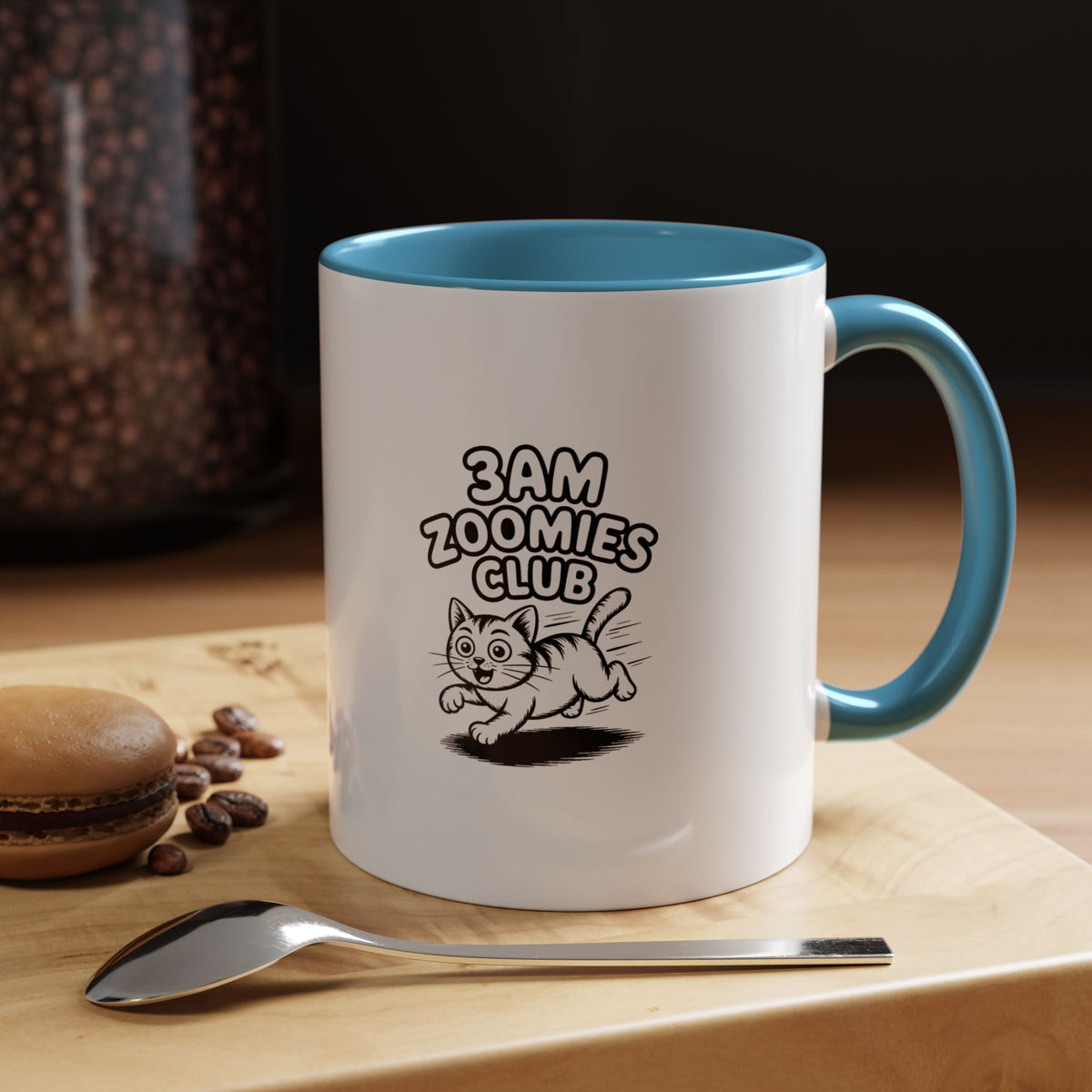 3AM Zoomies Club Mug, Funny Crazy Cat Coffee Mug, Cute Cartoon Cat Lover Gift, Zoomies Cat Owner Present, Ceramic Accent Mug