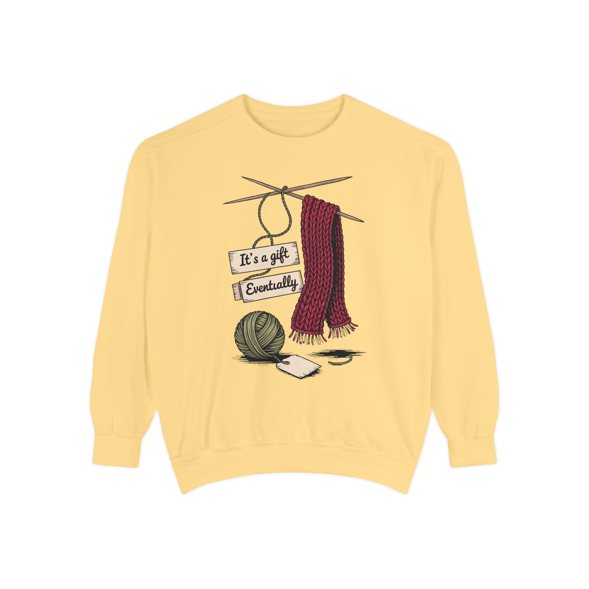 Knitter Christmas Sweatshirt, It's A Gift Eventually, Funny Knitting Crewneck, Christmas Gift For Knitter, Yarn Lover Sweatshirt, Crafter H…