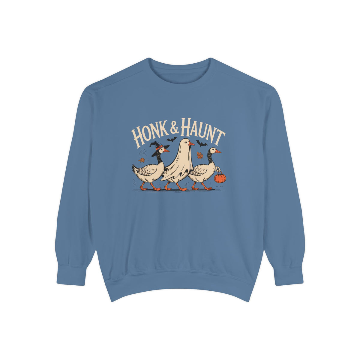 Honk & Haunt Geese Sweatshirt, Funny Halloween Goose Crewneck, Vintage Halloween Bird Sweatshirt, Spooky Season Gift