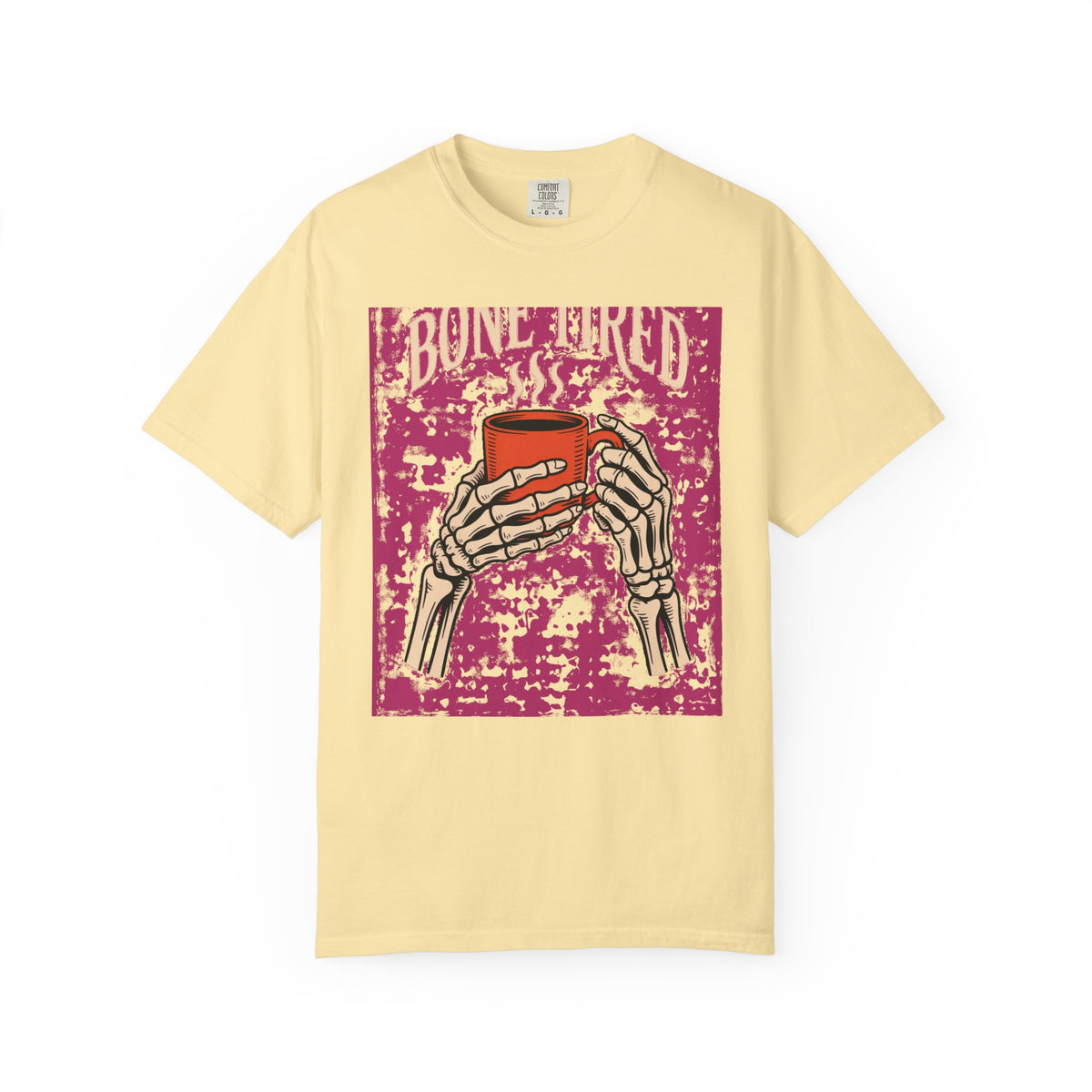Bone Tired Halloween Shirt, Skeleton Hands Coffee T-Shirt, Vintage Halloween Coffee Lover Tee, Spooky Season Graphic Shirt