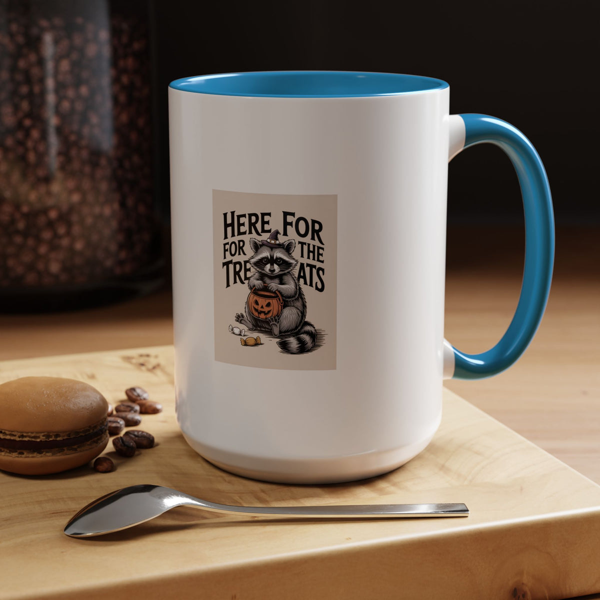 Here For The Treats Raccoon Mug, Funny Halloween Coffee Mug, Vintage Raccoon Witch Hat Cup, Spooky Season Gift, Trick or Treat Mug