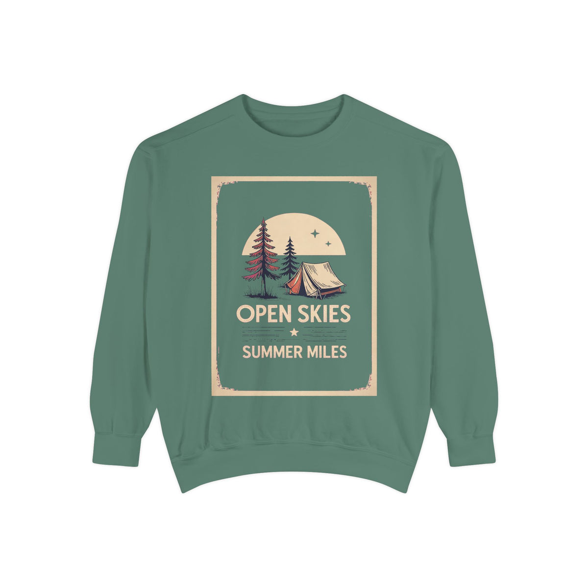 Camping Sweatshirt, Fourth of July Gift, Open Skies Summer Miles Crewneck, 4th of July Camping Tee, Patriotic Outdoor Sweatshirt, Camper Gi…
