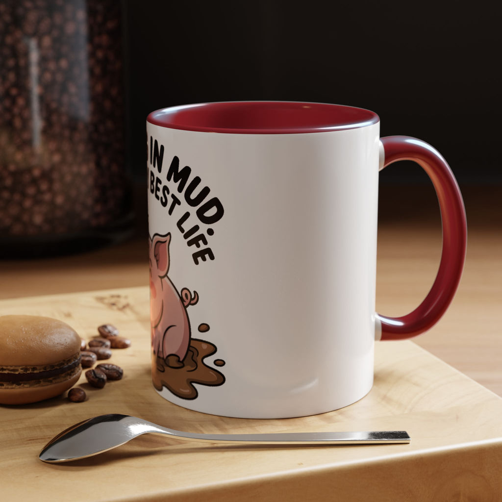 Living My Best Life Pig Mug, Funny Pig Coffee Mug, Rolling In Mud Cute Pig Gift, Farm Animal Lover Mug, Cute Pig Lover Present