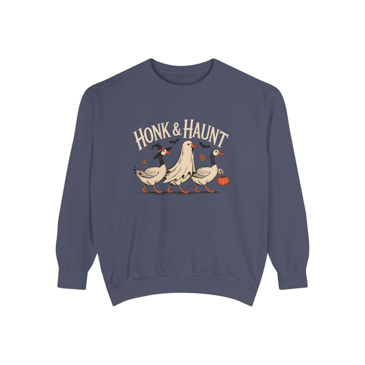 Honk & Haunt Geese Sweatshirt, Funny Halloween Goose Crewneck, Vintage Halloween Bird Sweatshirt, Spooky Season Gift