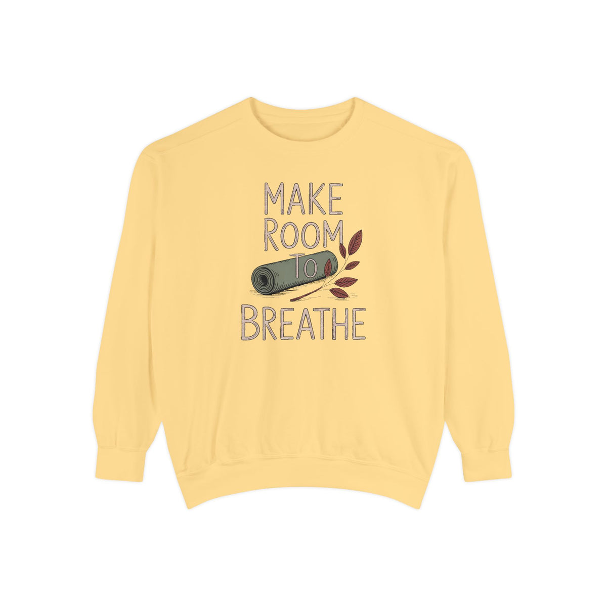 Yoga Lover Sweatshirt, Make Room To Breathe Crewneck, Yoga Hobby Gift, Embroidered Yoga Sweatshirt, Mindfulness Gift For Her, Yogi Pullover