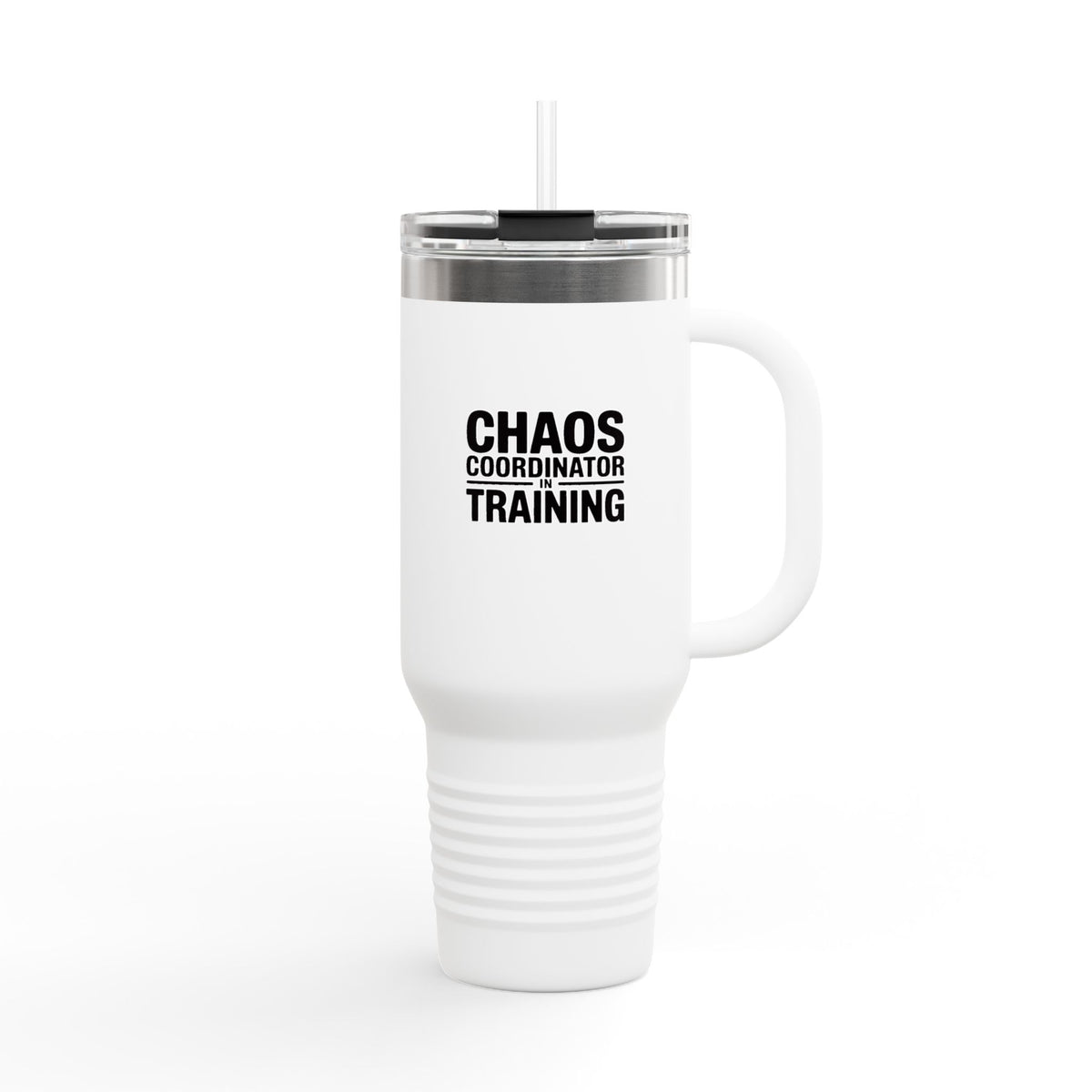 Chaos Coordinator In Training Travel Mug, Funny 40oz Tumbler, Bold Typography Quote Cup, Mom Life Gift, Teacher Coach Gift Tumbler