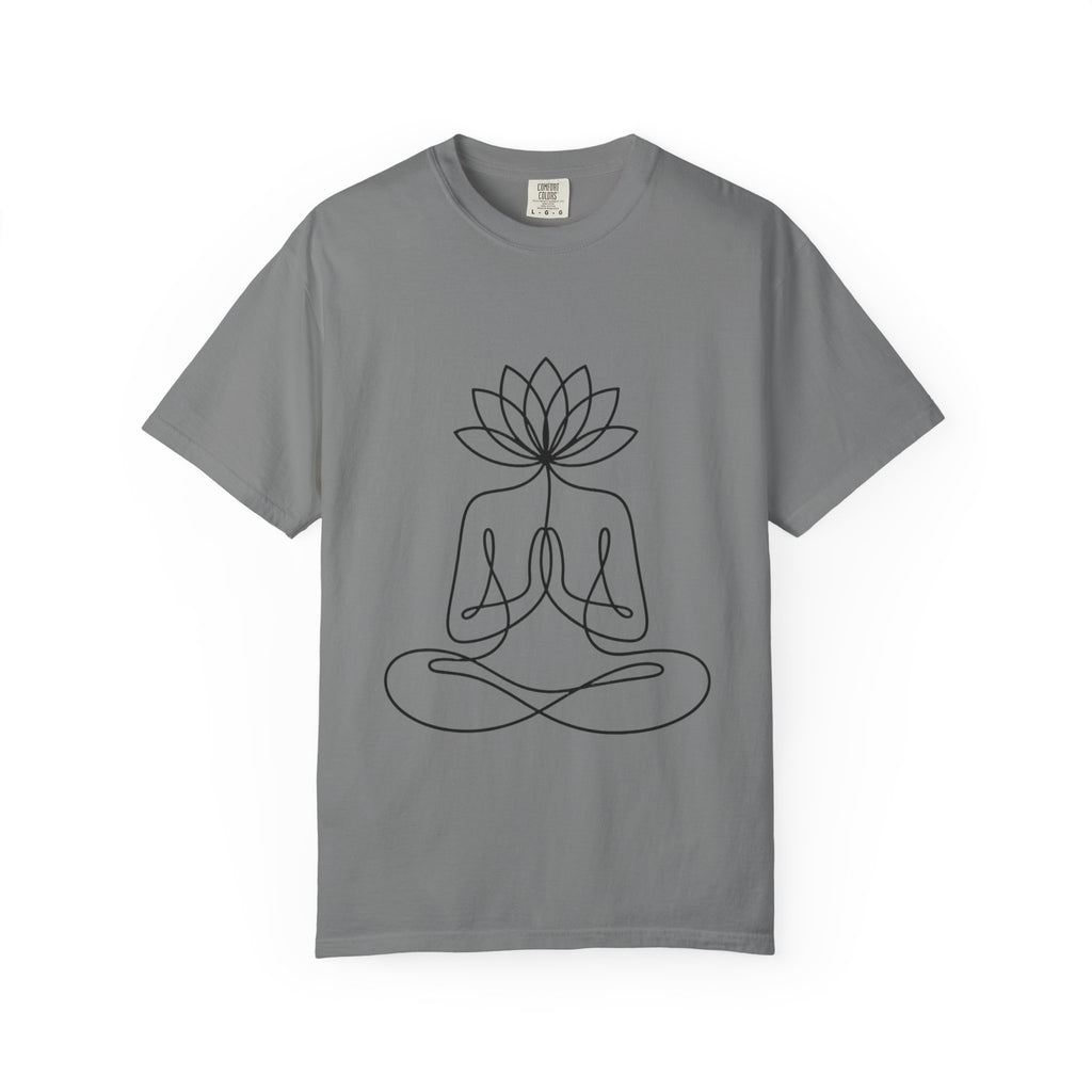 Lotus Flower Line Art Shirt, Minimalist Yoga T-Shirt, Breathe Meditation Tee, Continuous Line Lotus Tattoo Style Gift