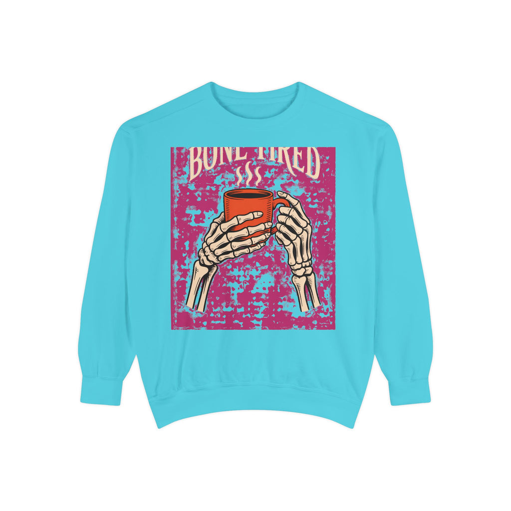 Bone Tired Coffee Sweatshirt, Halloween Skeleton Hands Mug Crewneck, Vintage Spooky Season Coffee Lover Gift, Funny Fall Sweatshirt