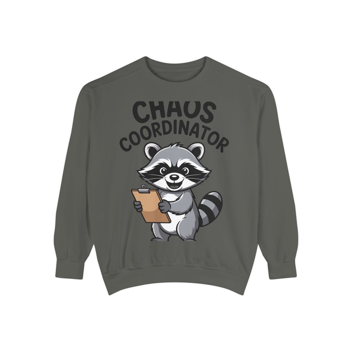 Chaos Coordinator Raccoon Sweatshirt, Funny Raccoon Crewneck, Cute Cartoon Raccoon Gift, Embroidered Patch Style Pullover