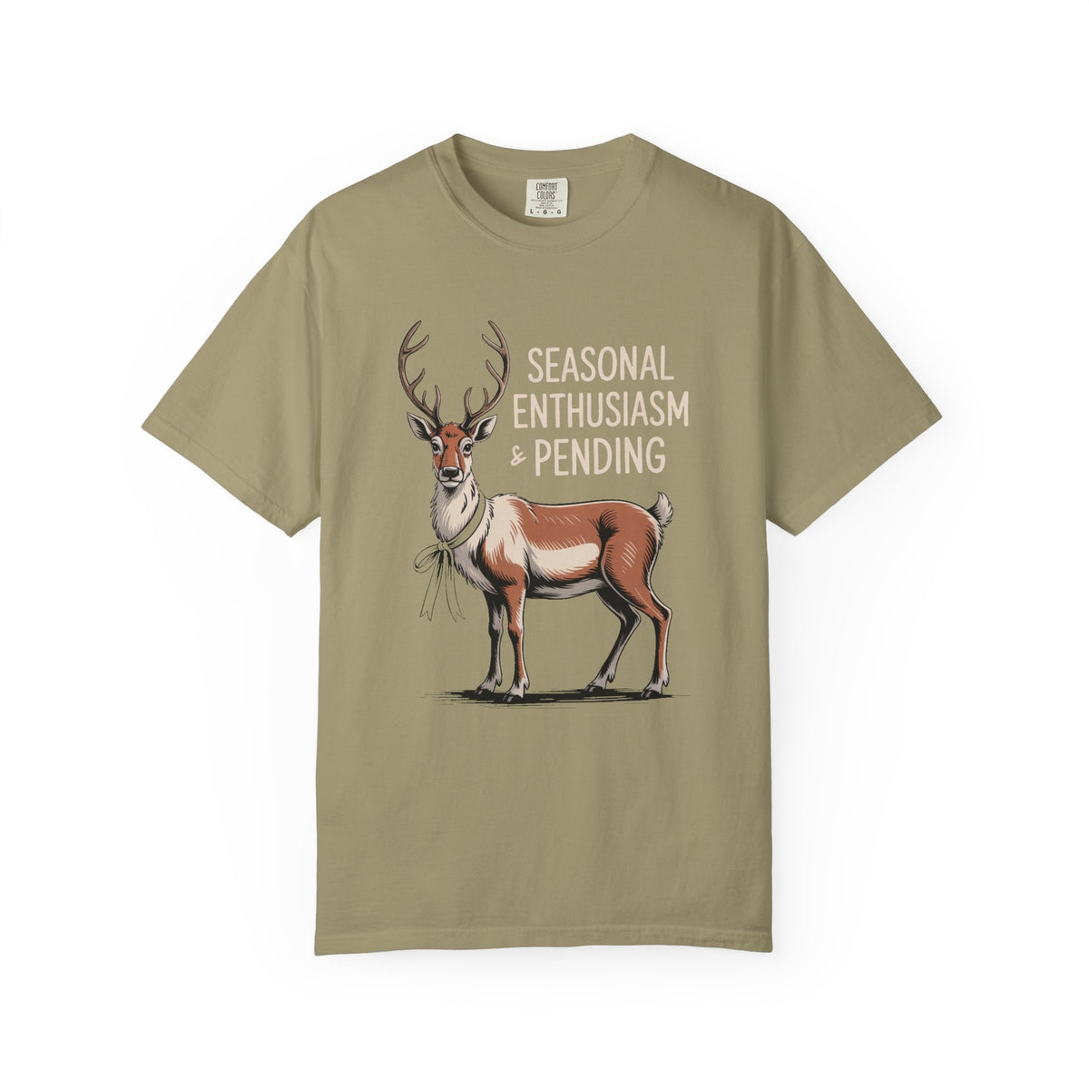 Funny Christmas Shirt for Adults, Seasonal Enthusiasm Pending Reindeer Tee, Deadpan Reindeer Christmas Gift, Sarcastic Holiday T-Shirt