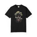 Rooted In Faith Shirt, Christian Minimalist T-Shirt, Faith Based Gift, Religious Tree Cross Tee, Inspirational Christian Shirt, Scripture G…