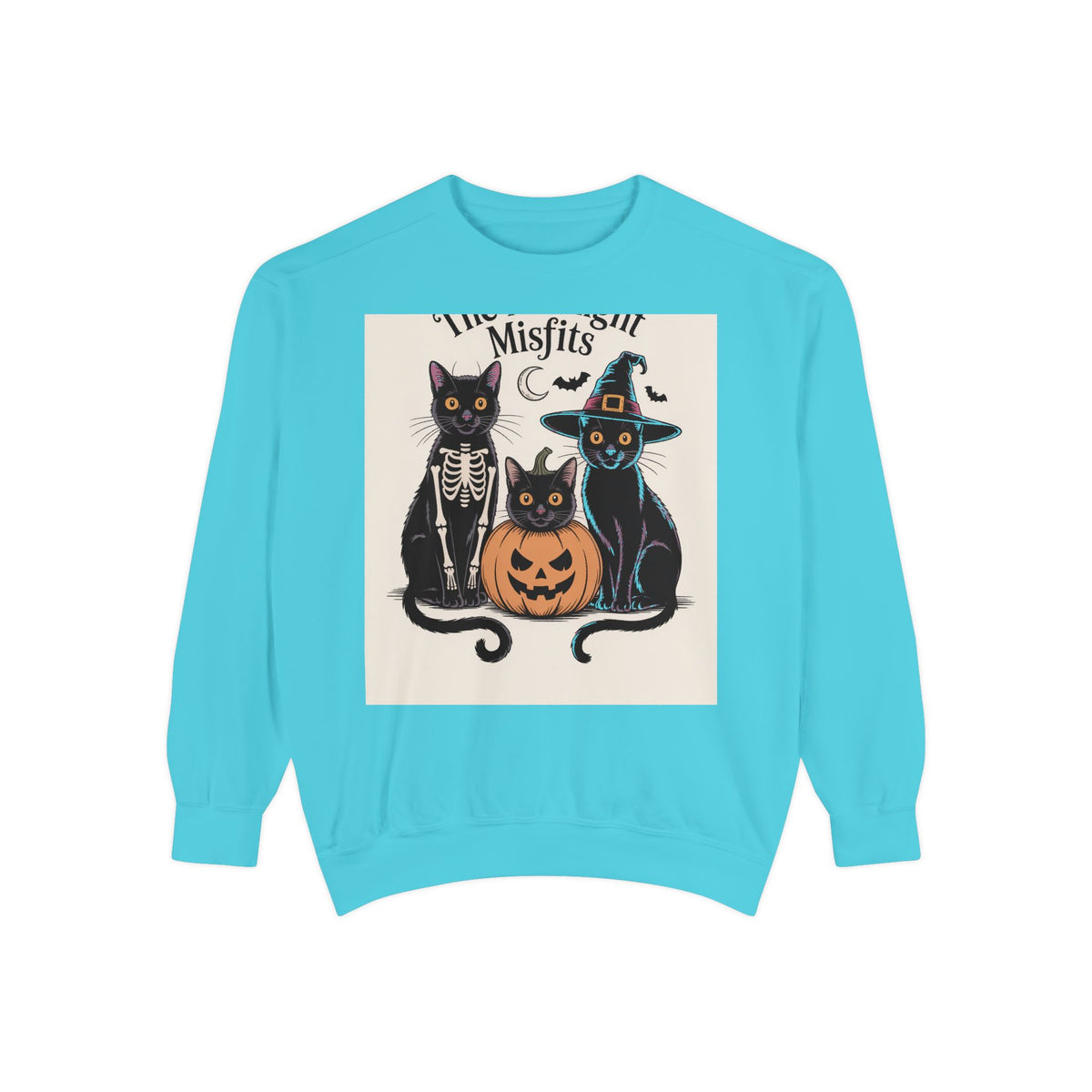Halloween Black Cat Sweatshirt, Funny Cat Halloween Crewneck, Spooky Season Tee, The Midnight Misfits Cats Costume Shirt Gift