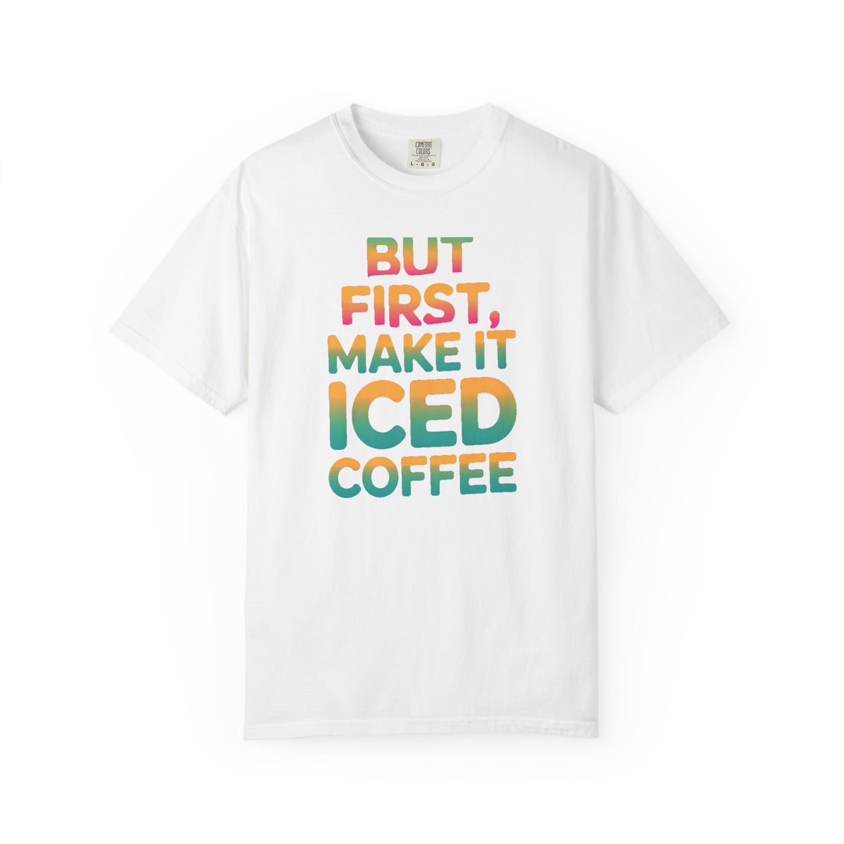 But First Make It Iced Coffee Shirt, Retro Gradient Coffee Lover Tee, Funny Iced Coffee Addict T-Shirt, Cute Summer Gift