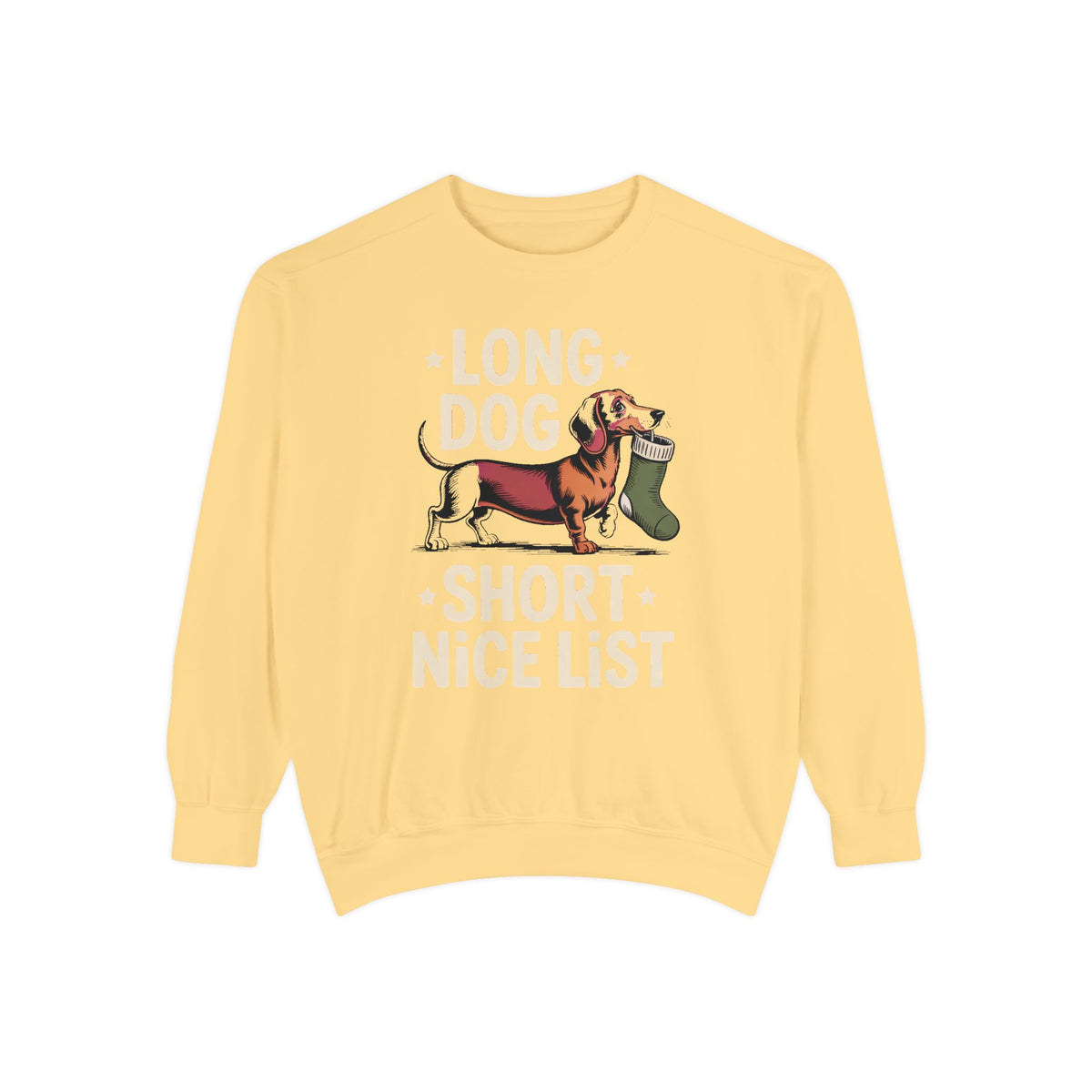 Dachshund Lover Sweatshirt, Funny Christmas Gift For Dog Mom, Long Dog Short Nice List Crewneck, Dachshund Christmas Sweatshirt, Weiner Dog…