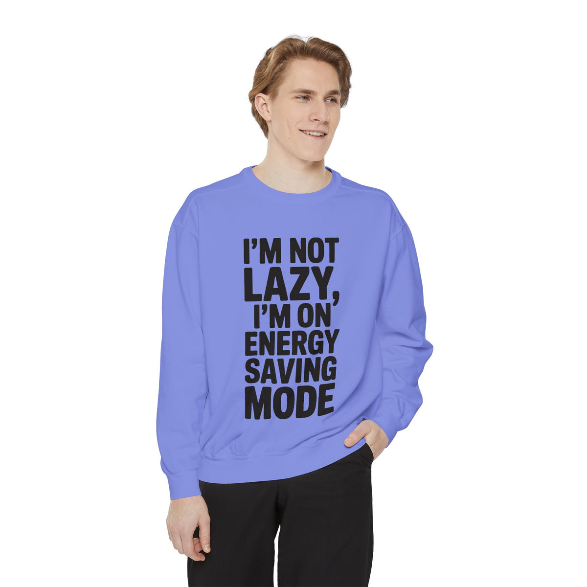 Energy Saving Mode Sweatshirt, Funny Lazy Quote Crewneck, I'm Not Lazy Embroidered Sweatshirt, Sarcastic Gift for Introvert