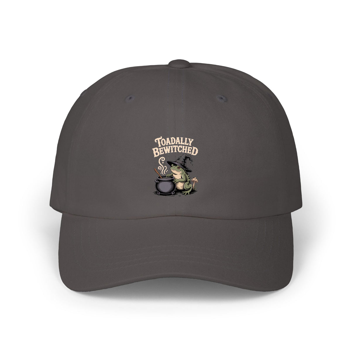 Toadally Bewitched Dad Cap, Funny Halloween Witch Toad Hat, Cottagecore Frog Embroidered Cap, Spooky Season Gift