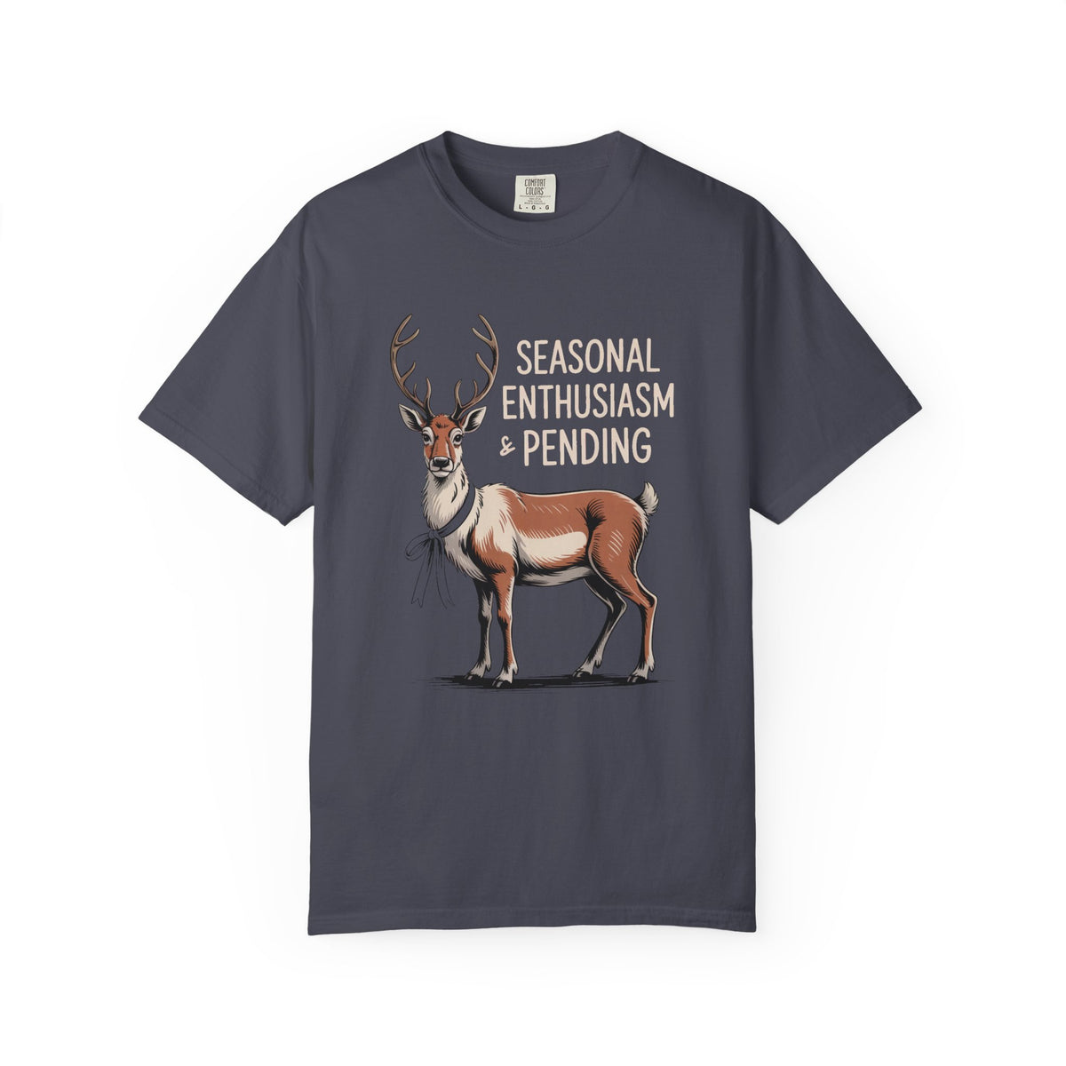 Funny Christmas Shirt for Adults, Seasonal Enthusiasm Pending Reindeer Tee, Deadpan Reindeer Christmas Gift, Sarcastic Holiday T-Shirt