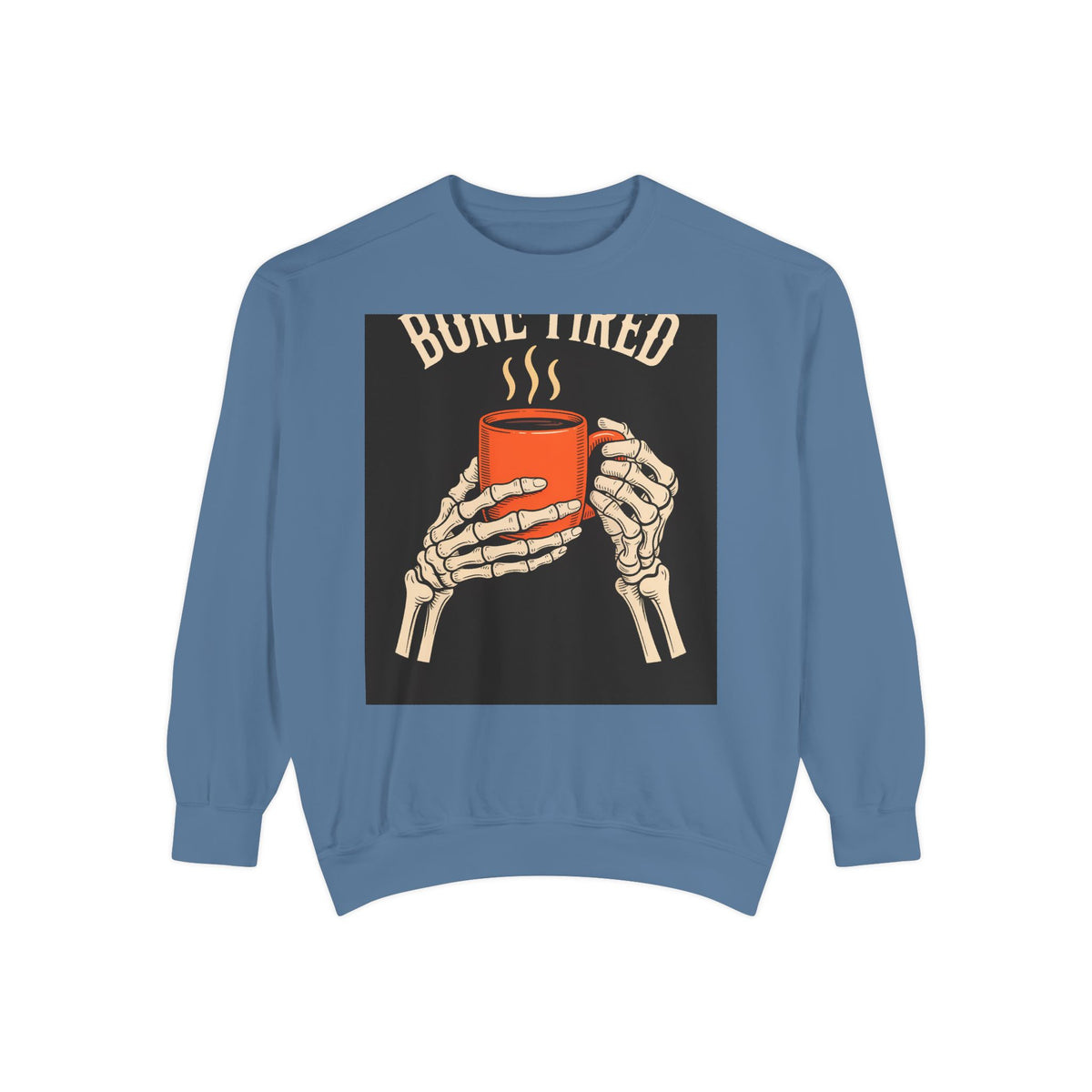 Bone Tired Coffee Skeleton Sweatshirt, Halloween Coffee Lover Crewneck, Funny Skeleton Hands Mug Shirt, Spooky Season Gift