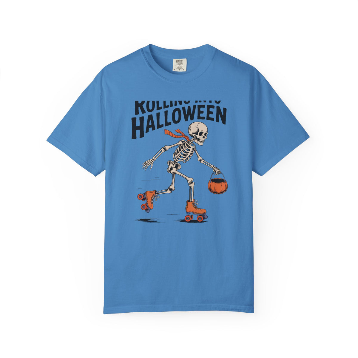 Rolling Into Halloween Skeleton Shirt, Retro Roller Skate Skeleton Tee, Funny Halloween T-Shirt, Vintage Spooky Season Gift