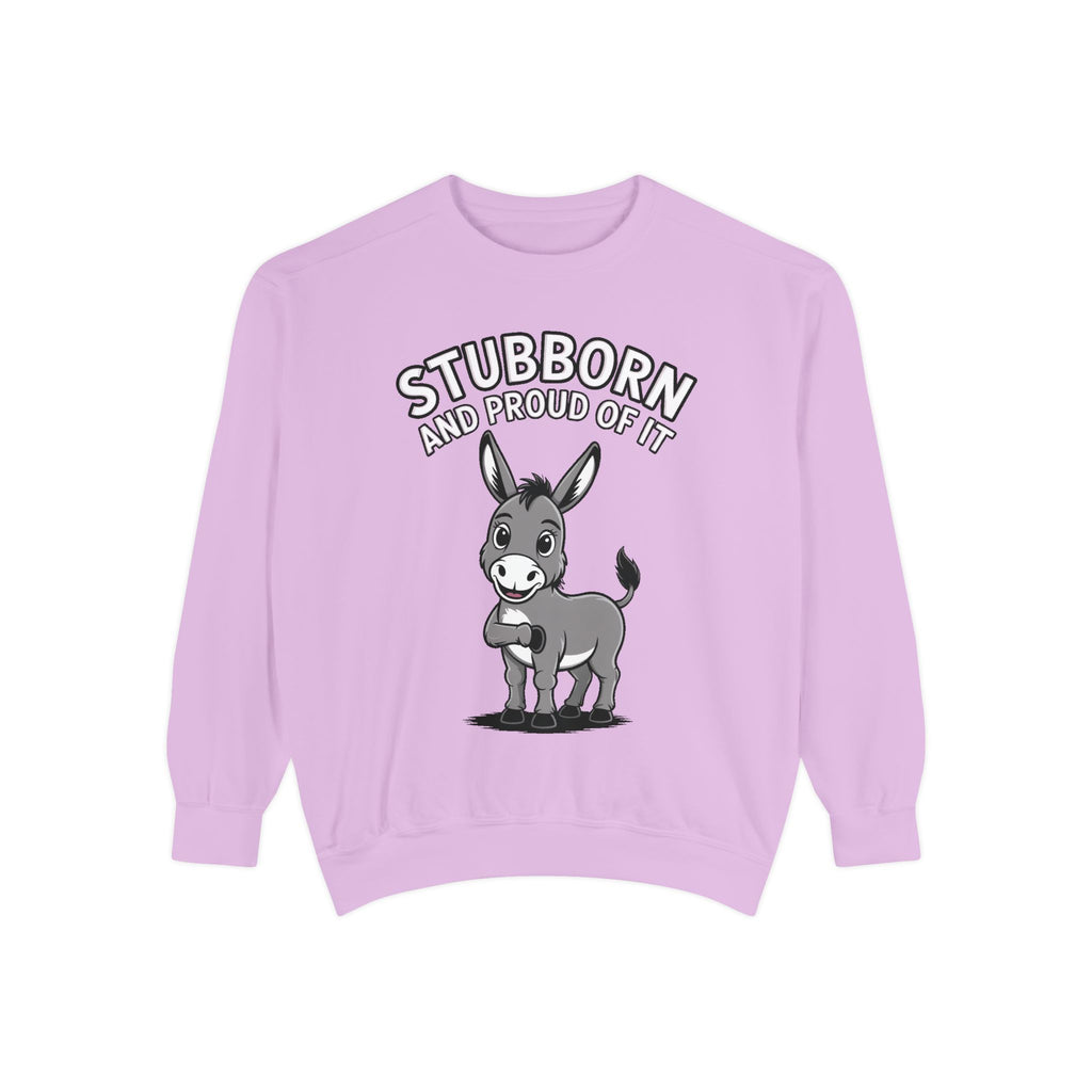 Stubborn Donkey Sweatshirt, Funny Donkey Crewneck, Stubborn And Proud Of It Shirt, Cute Farm Animal Gift, Embroidered Style Sweater