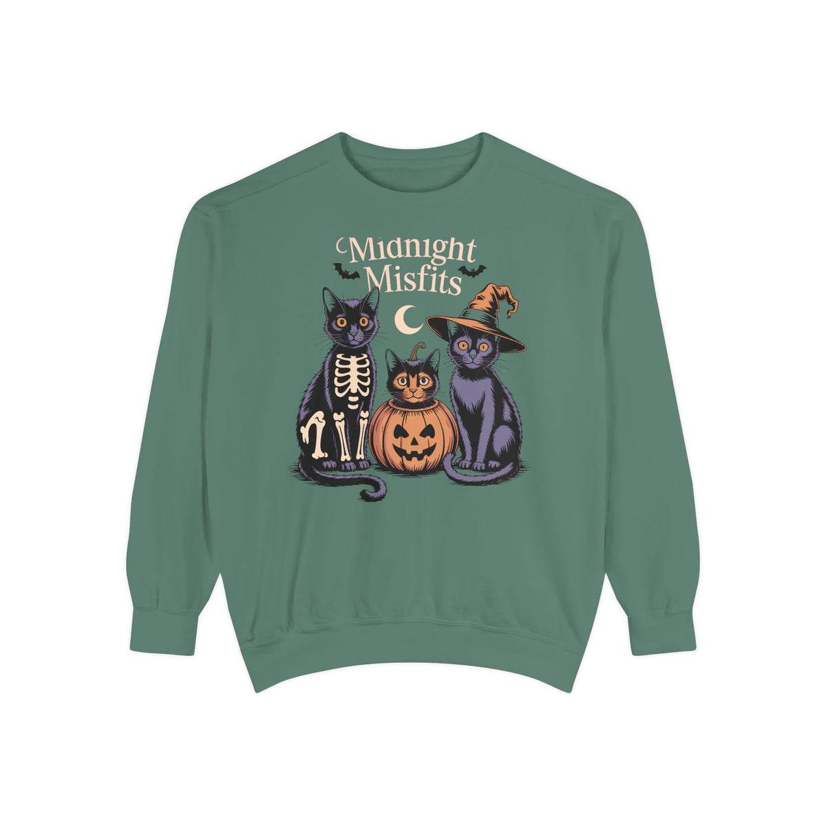 The Midnight Misfits Cats Halloween Sweatshirt, Funny Black Cat Costume Crewneck, Spooky Season Cat Lover Gift