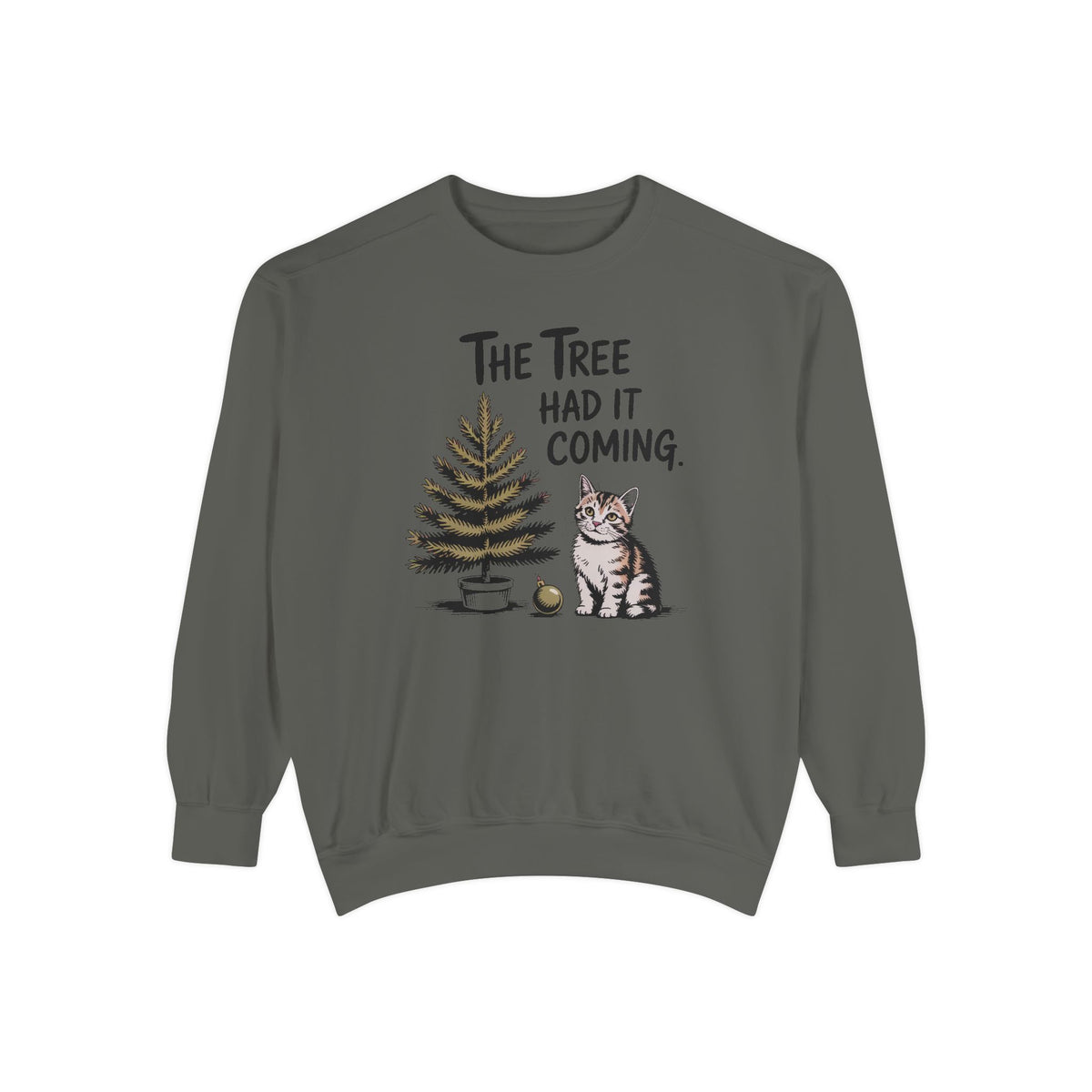 Cat Lover Sweatshirt, Funny Christmas Cat Gift, The Tree Had It Coming Crewneck, Cat Mom Christmas Sweater, Funny Holiday Gift For Cat Love…
