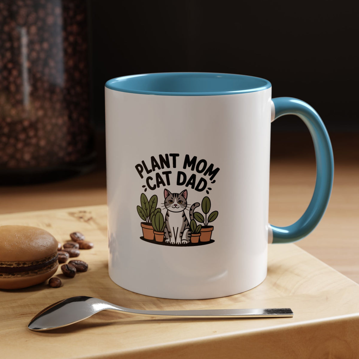Plant Mom Cat Dad Mug, Funny Cat Plant Lover Gift, Cute Cat with Plants Coffee Mug, Plant Mom Gift, Crazy Plant Lady Mug