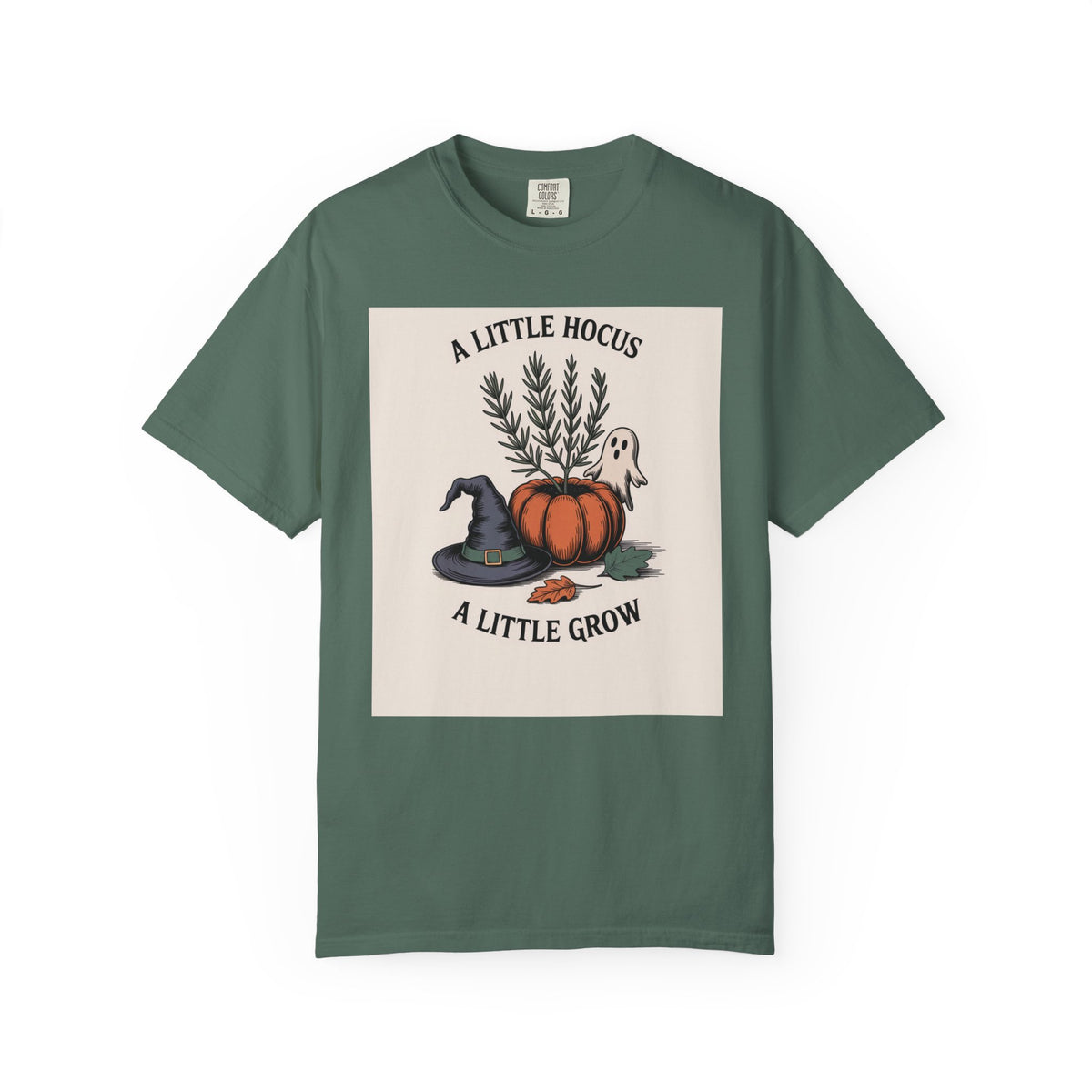 A Little Hocus A Little Grow Shirt, Halloween Botanical T-Shirt, Pumpkin Planter Witch Hat Ghost Tee, Cozy Fall Gift