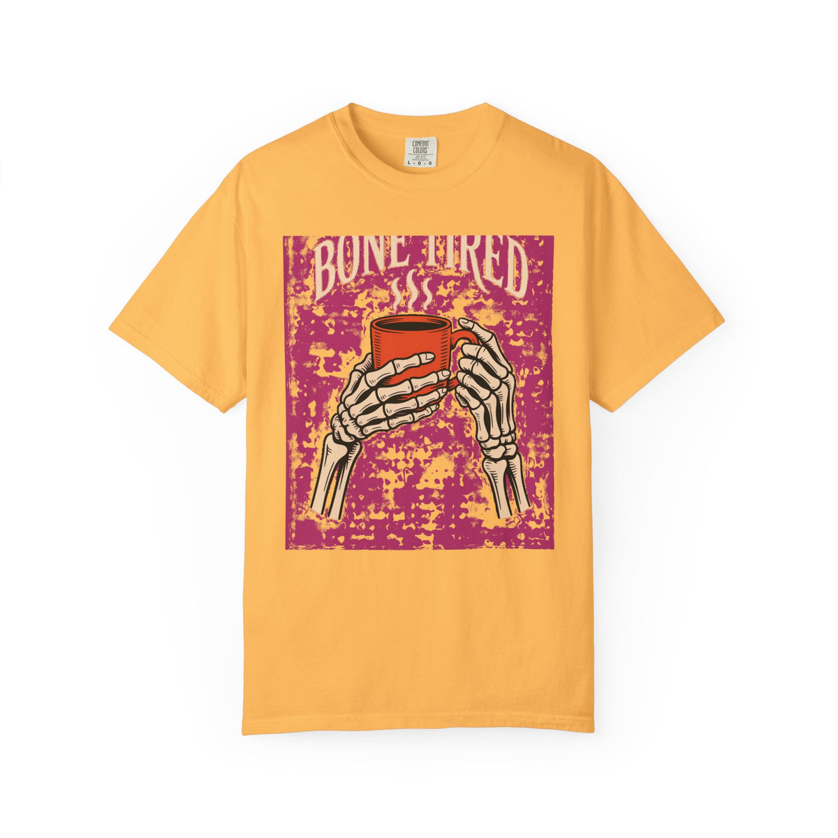 Bone Tired Halloween Shirt, Skeleton Hands Coffee T-Shirt, Vintage Halloween Coffee Lover Tee, Spooky Season Graphic Shirt