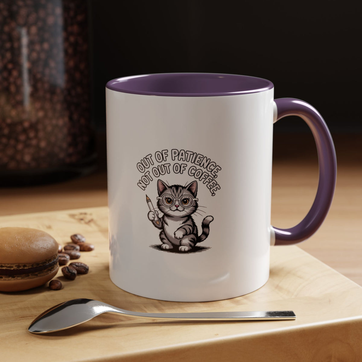 Teacher Cat Coffee Mug, Funny 'Out of Patience Not Out of Coffee' Mug, Cute Cat Teacher Gift, Grading Papers Mug for Teachers