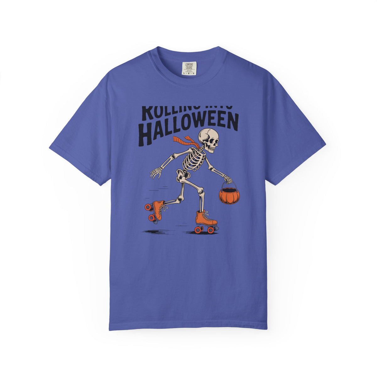 Rolling Into Halloween Skeleton Shirt, Retro Roller Skate Skeleton Tee, Funny Halloween T-Shirt, Vintage Spooky Season Gift
