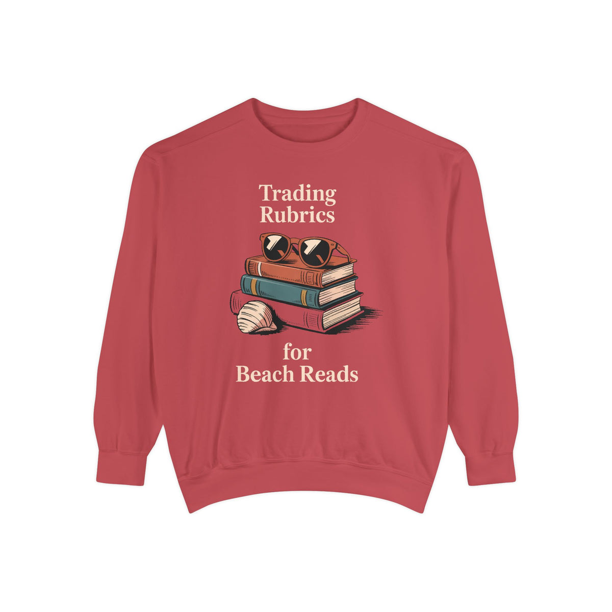 ELA Teacher Sweatshirt, End of School Year Gift, Trading Rubrics For Beach Reads Tee, English Teacher Crewneck, Book Lover Teacher Gift