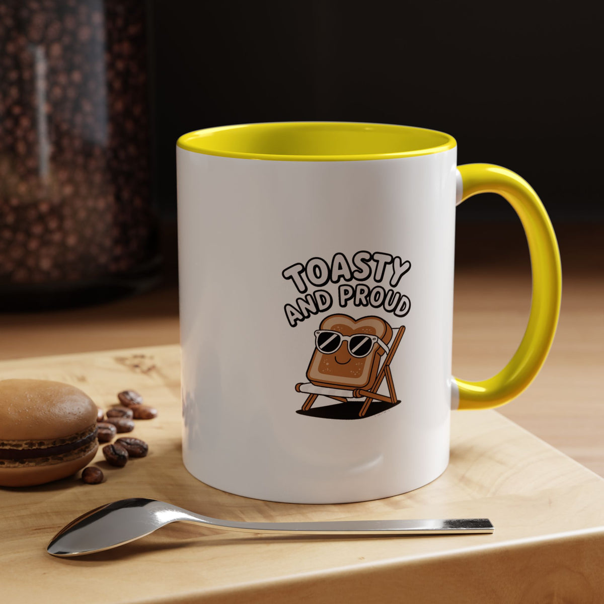 Toasty And Proud Mug, Funny Toast Sunglasses Coffee Mug, Cute Breakfast Lover Gift, Beach Chair Toast Cup, Funny Kitchen Mug